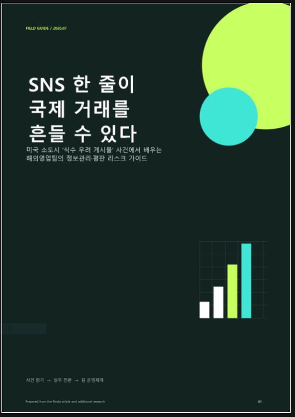 SNS 한 줄이 국제 거래를 흔든다: 수출팀 평판 리스크 가이드 preview 1