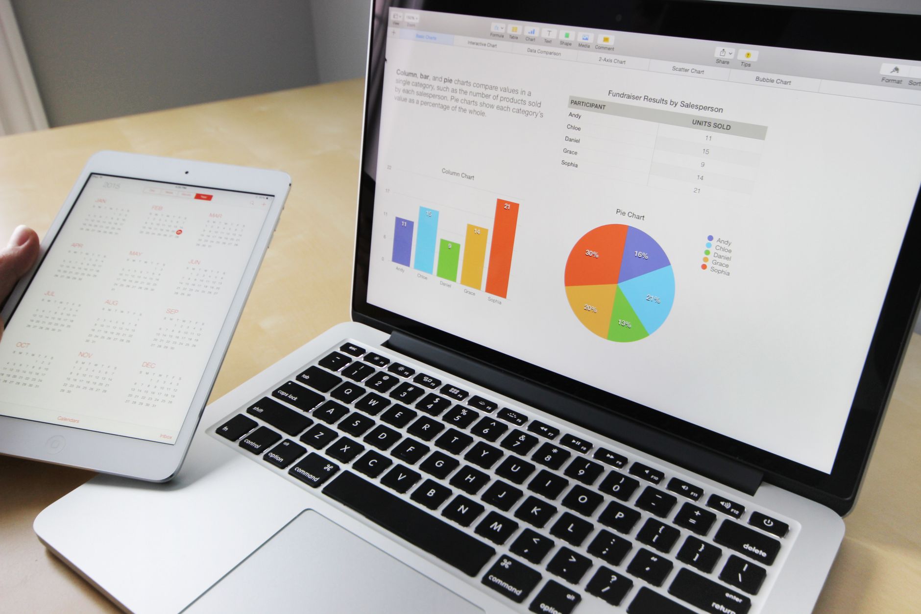 Image Generation Prompt: A clean business desktop showing a laptop screen with a positive response email in English and a calendar scheduling a video meeting.